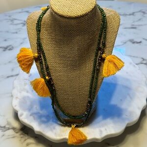 India Hicks No Hassle Tassel Necklace Green Marigold